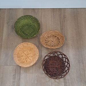 Vintage Bundle Of Four Bohemian Wall Baskets.